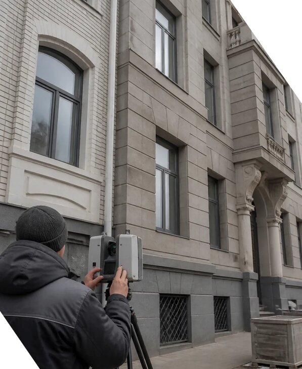 Лазерное сканирование фасадов зданий для обследования в Лысьве
